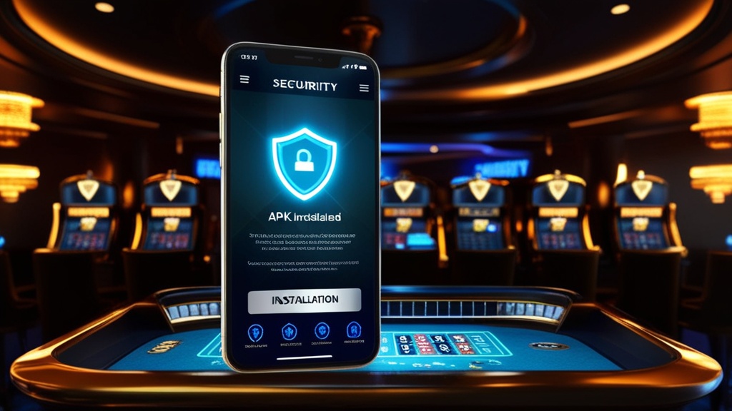 Telefon z instalacją pliku APK w klimacie kasyna